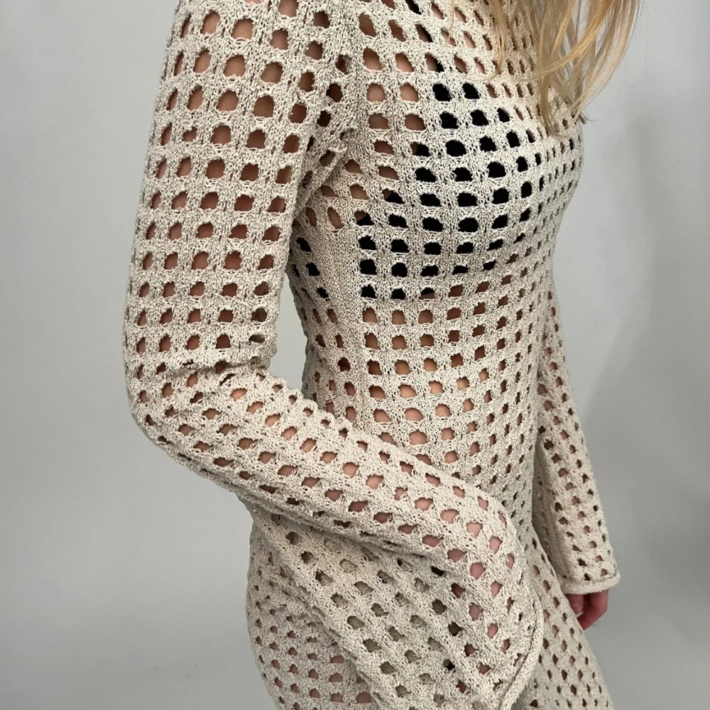 Oak & Fort Swimsuit Cover Up Crochet Dress in Cream for Women - Size Medium - Picture 3 of 8